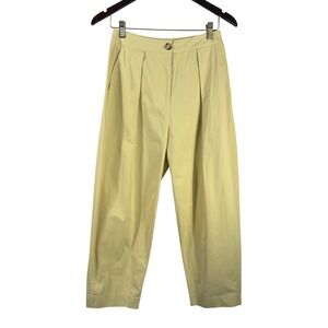 Love, Bonito & REA Cropped Cotton Pleated Pants Butter Yellow Wide Leg US 6